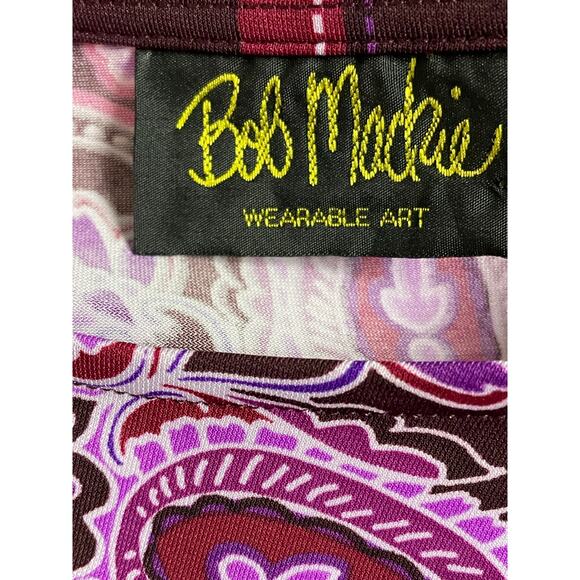 Bob Mackie Purple Paisley Striped Sleeve Top size Small - Picture 5 of 6